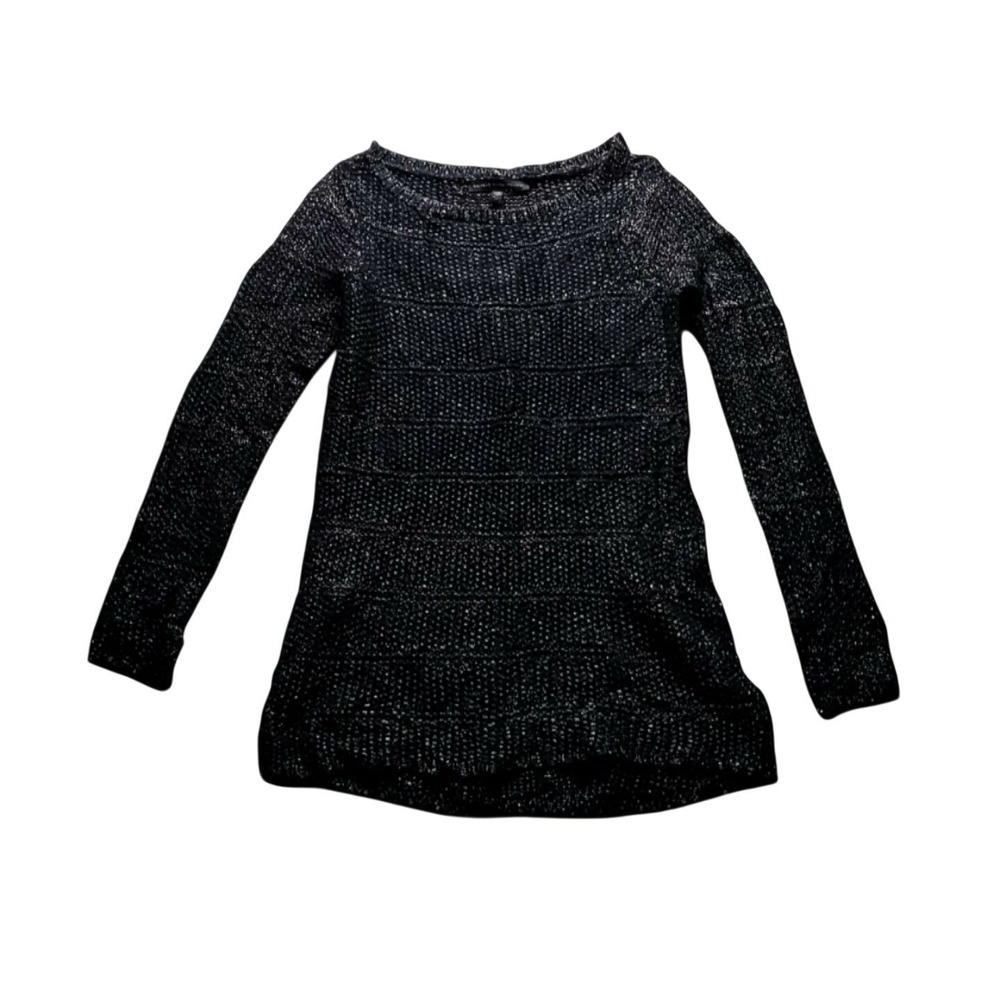 White House Black Market Sweater Womens XS Black Boat Neck Long Sleeve Knit
